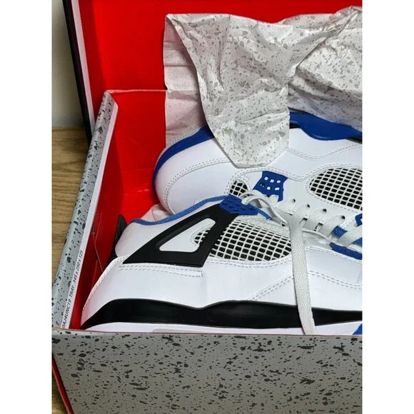 Nike Air Jordan 4 Retro Mid Motorsports 308497-117 Mens SZ 10 White Blue Sneaker - Picture 5 of 12